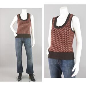 Talbots Brown Angora Wool Blend Woven Sweater Vest Women's Petite Small